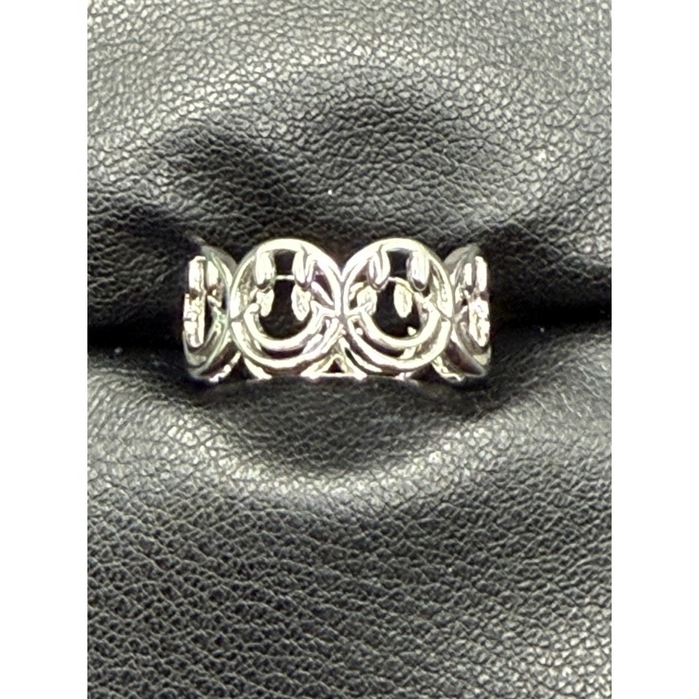New Condition Sterling Silver Smiley Face Openwork Emoji Ring 925 Size 7